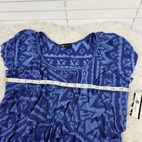 AB Studio Blue Ruffle Front Top - Picture 4 of 12